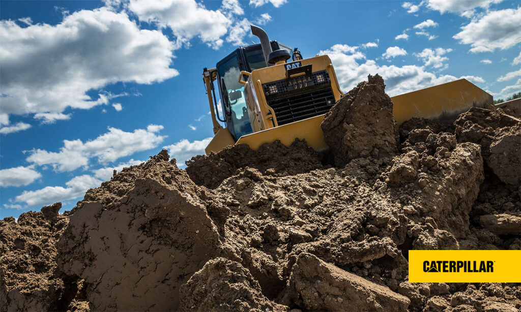 Caterpillar excavator working on a construction site